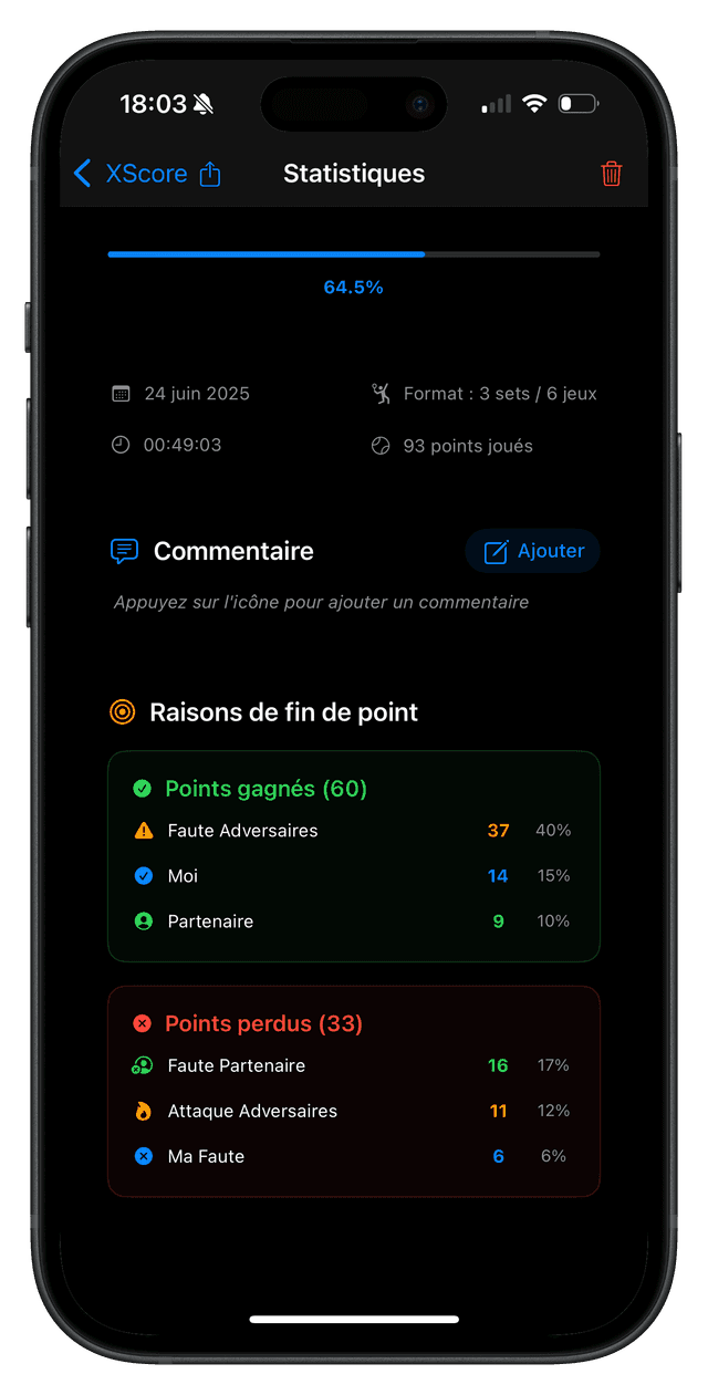 XPadel Score iPhone Screenshot